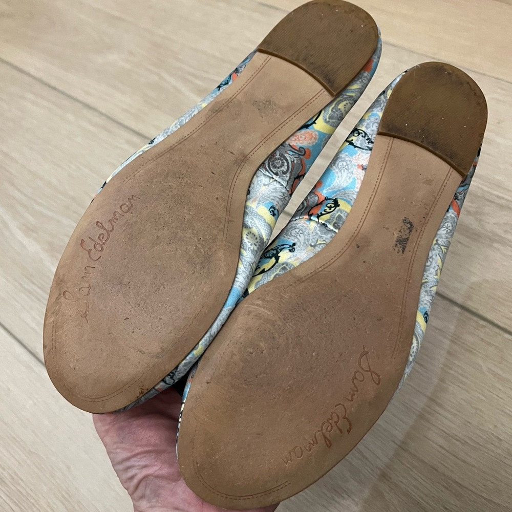 Sam Edelman Ballet Flats Navy Bow Whimsical Paisley Print Size 7.5 - Picture 4 of 4